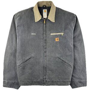 VTG Carhartt J97 PTL Detroit Jacket Mens 3XLT Petrol Gray Fade Blanket Lined USA